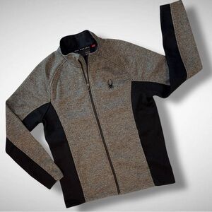 Spyder Men’s Large Full Zip Fleece Jacket Gray Black – Style 186402